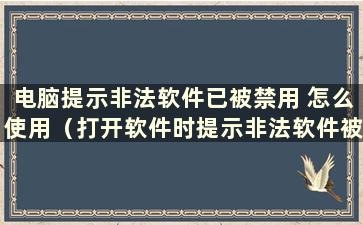 电脑提示非法软件已被禁用 怎么使用（打开软件时提示非法软件被禁用）